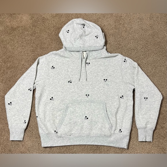 H&M Tops - H&M Disney Mickey Mouse Face Cropped Hoodie Sweatshirt - light heather grey, L